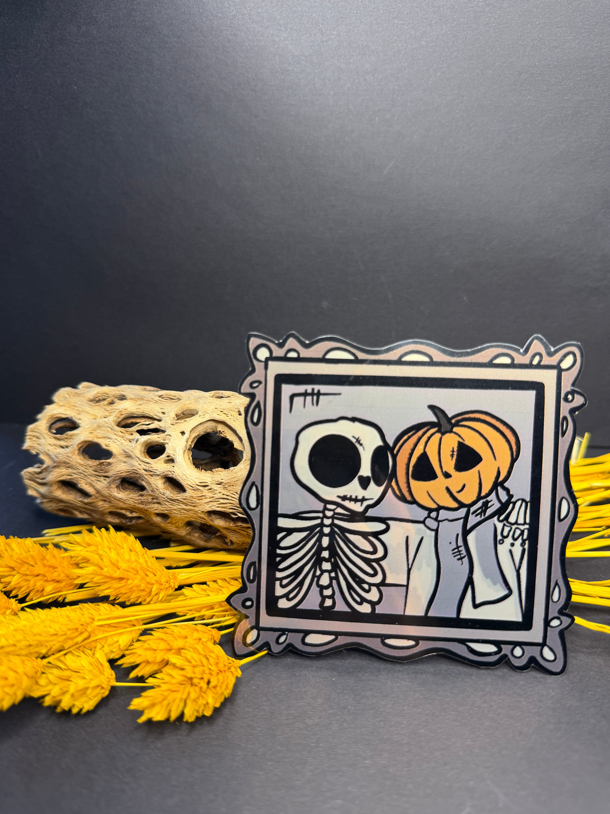 Skull and pumpkin sticker 🎃☠️